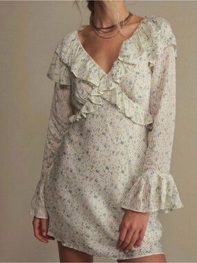 Free People Sweetest Thing Ruffled Mini Dress As Is Flawed Torn Area Size 8